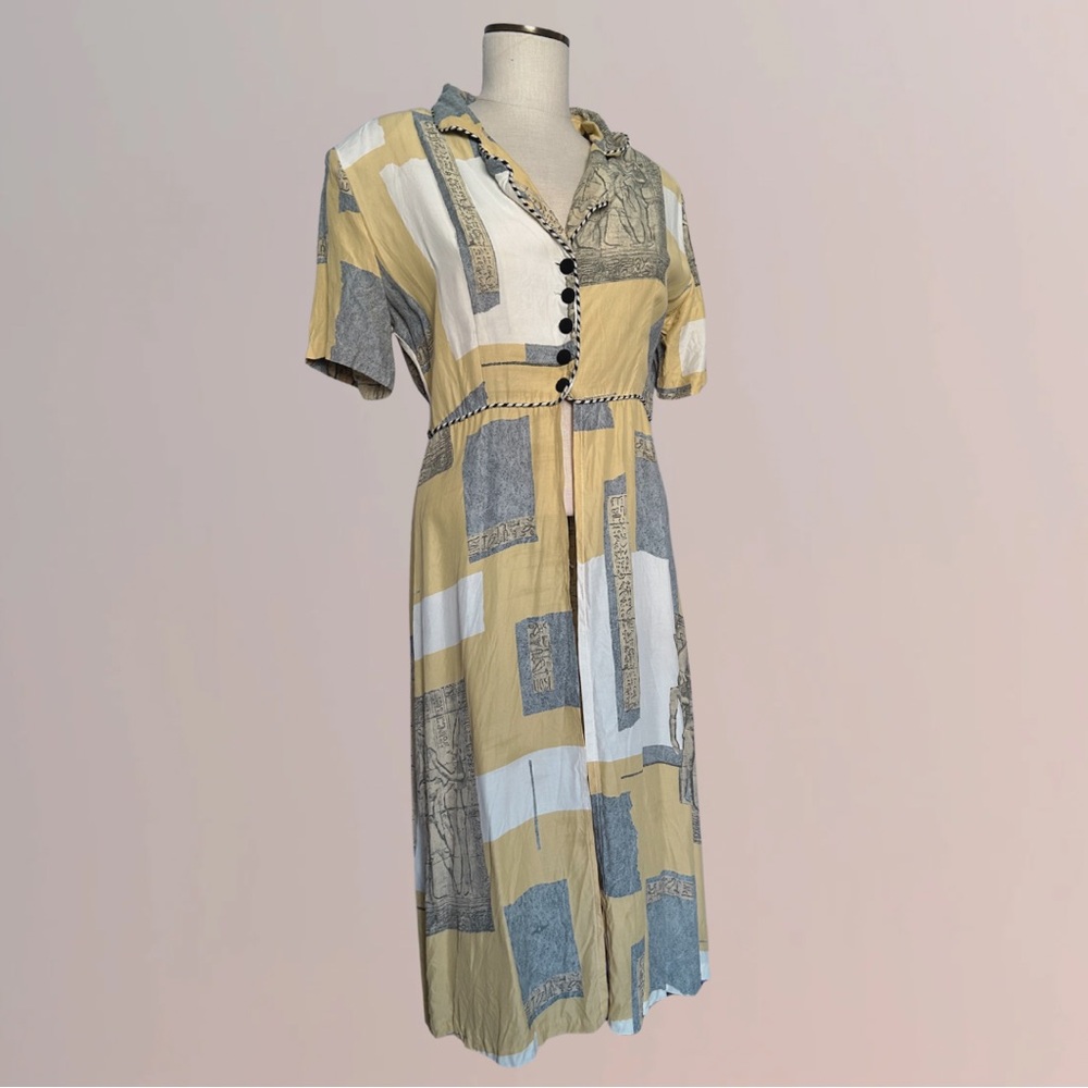 🔥SOLD🔥VINTAGE Insane Early 90s Egyptian Themed Duster with Shoulder Pads